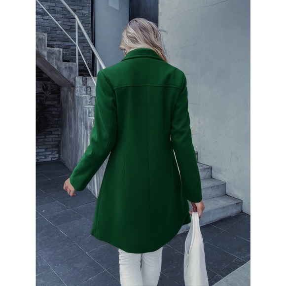 Lapel Collar Double Breasted gold button Overcoat pea coat light blue preppy - Picture 8 of 11